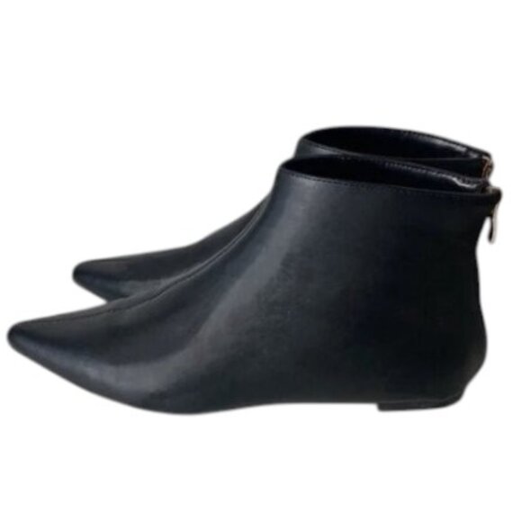 ComeShun Pointed Toe Faux Leather Flat Booties - Picture 3 of 6